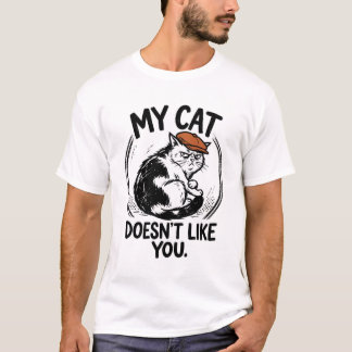 Camiseta Meu Gato Não Gosta de Você Gato de Boina