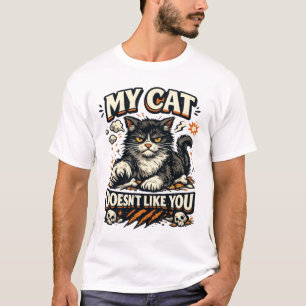 Camiseta Meu Gato Não Gosta de Você Retro