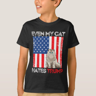 Camiseta Meu Gato Odeia Trump Contra Trump American Flag Re