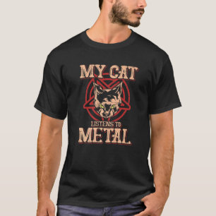Camiseta Meu Gato Ouve Metal Black Dark Rock Death Met