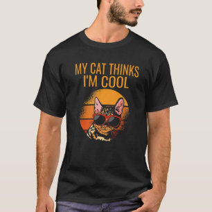 Camiseta Meu Gato pensa que sou Legal Gato Vintage Estilo R