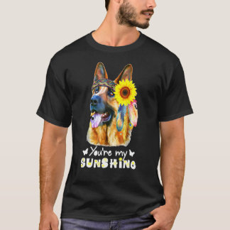 Camiseta Meu German shepherd Brilhante e girassol
