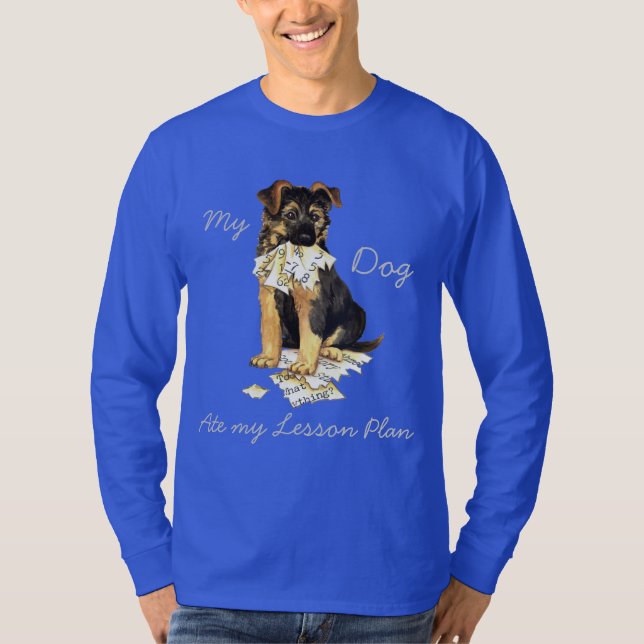 Camiseta Meu German shepherd Comeu Meu Plano De Lição (Frente)