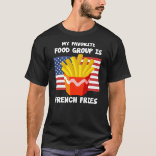 Camiseta Meu Grupo de Comidas Favorito Fries American Flag