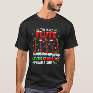 Camiseta Meu Grupo de Pijama de Natal Tocando Flauta Rena d