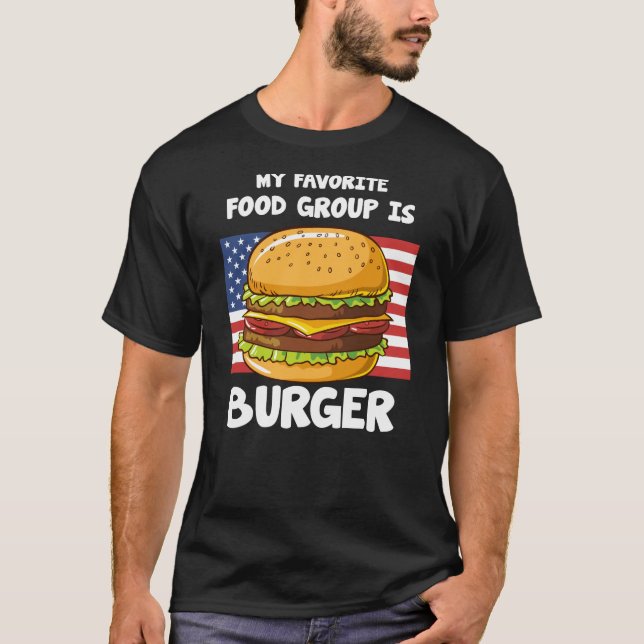 Camiseta Meu Grupo Favorito De Comidas É Burger American Fl (Frente)