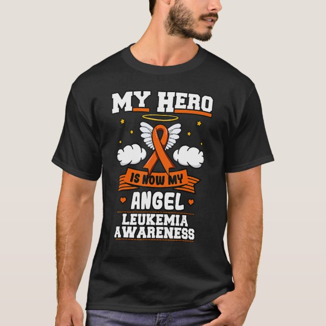 Camiseta Meu Herói Agora É Meu Angel Leukemia Verde Fita (Frente)