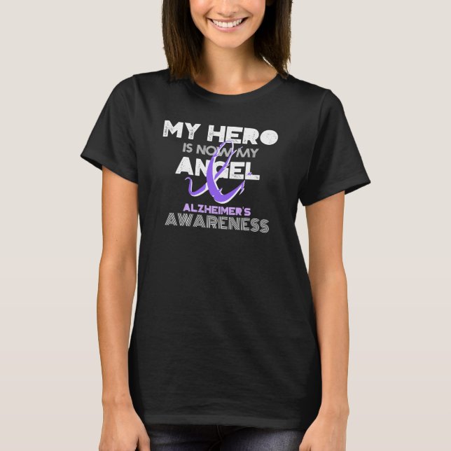 Camiseta Meu Herói Agora É Meu Anjo - Alzheimer é Consciênc (Frente)