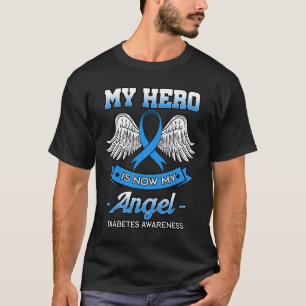 Camiseta Meu Herói Agora É Meu Anjo Diabetes Azul Ket Diabé