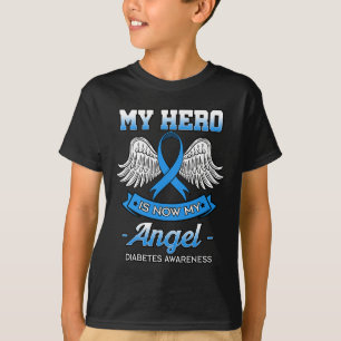Camiseta Meu Herói Agora É Meu Anjo Diabetes Azul Ket Diabé