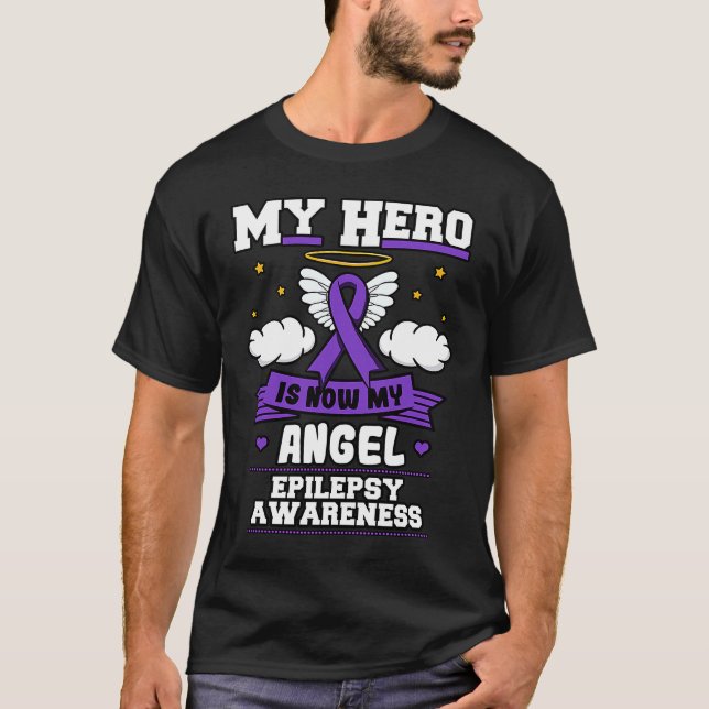 Camiseta Meu Herói Agora É Meu Anjo Epilepsia Púrpura Epi D (Frente)