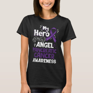 Camiseta Meu Herói Agora É Meu Câncer de pâncreas Anjo