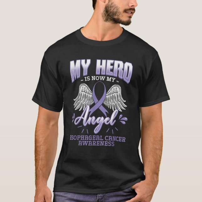 Camiseta Meu Herói Agora É Meu Cancer Esofágico Anjo Awaren (Frente)