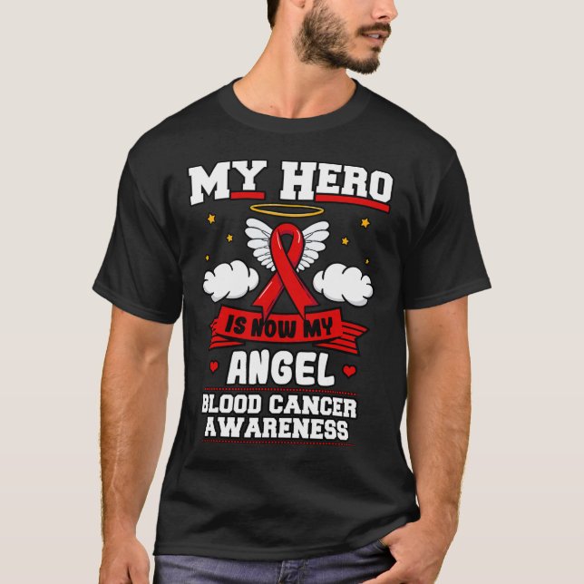 Camiseta Meu Herói É Meu Anjo Cancer De Sangue Nuvens Verme (Frente)