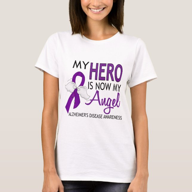 Camiseta Meu herói é minha doença de Alzheimer do anjo (Frente)