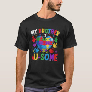 Camiseta Meu Irmão É Au-tástico Quebra-Cabeça Colorido Cora