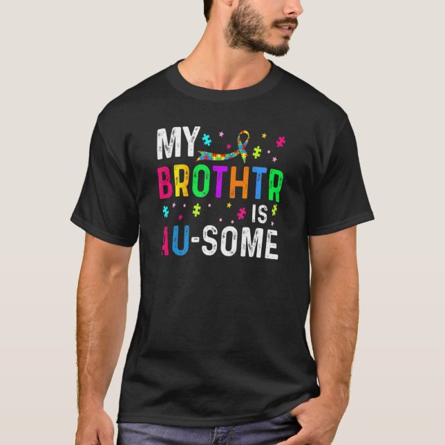 Camiseta Meu Irmão É Au Tópico Quebra-Cabeça de Conscientiz (Frente)