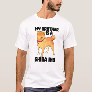Camiseta Meu Irmão É Shiba Inu Engraçadas Mulheres Caçando