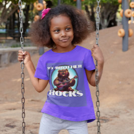 Camiseta Meu Irmão Rocks! Urso Colorido