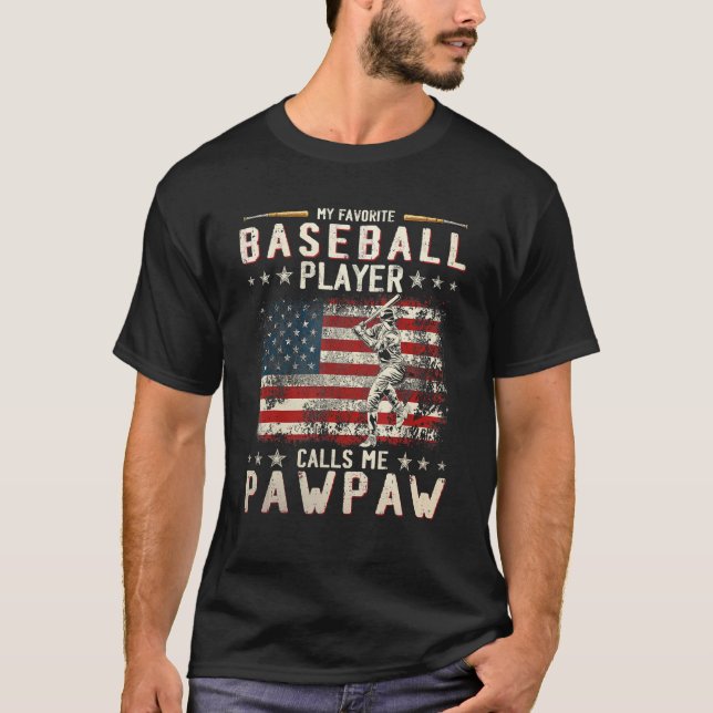 Camiseta Meu Jogador De Baseball Favorito Me Chama De Pawpa (Frente)