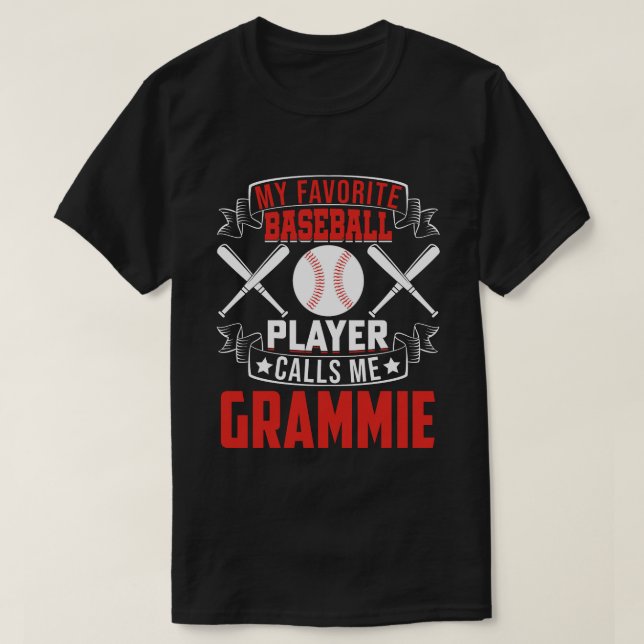 Camiseta Meu Jogador De Baseball Favorito Me Chama GRAMMIE (Frente do Design)