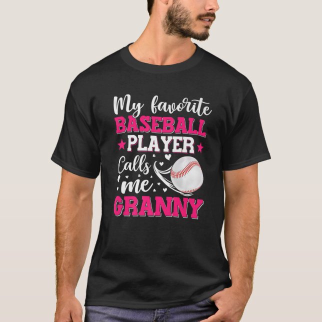 Camiseta Meu Jogador De Beisebol Favorito Me Chama De Avó M (Frente)