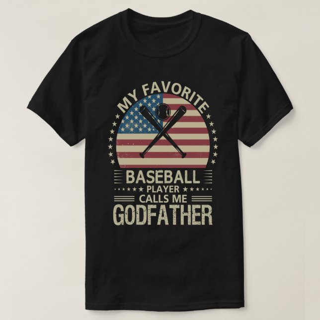 Camiseta Meu jogador de beisebol favorito me chama de GODFA (Frente do Design)