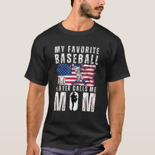 Camiseta Meu Jogador De Beisebol Favorito Me Chama Mãe Engr