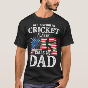 Camiseta Meu Jogador de Críquete Favorito Me Chama De Pai -