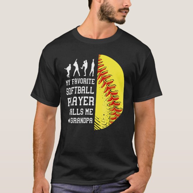 Camiseta Meu Jogador De Softball Favorito Me Chama Avô (Frente)