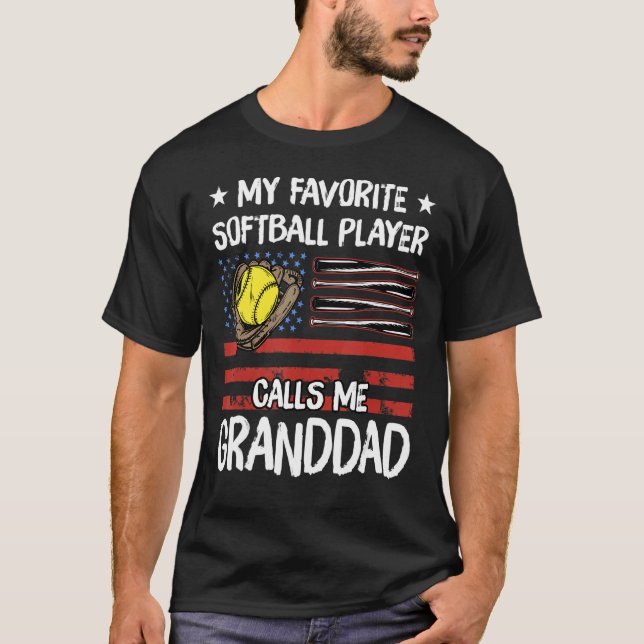 Camiseta Meu Jogador De Softball Favorito Me Chama De Avô A (Frente)