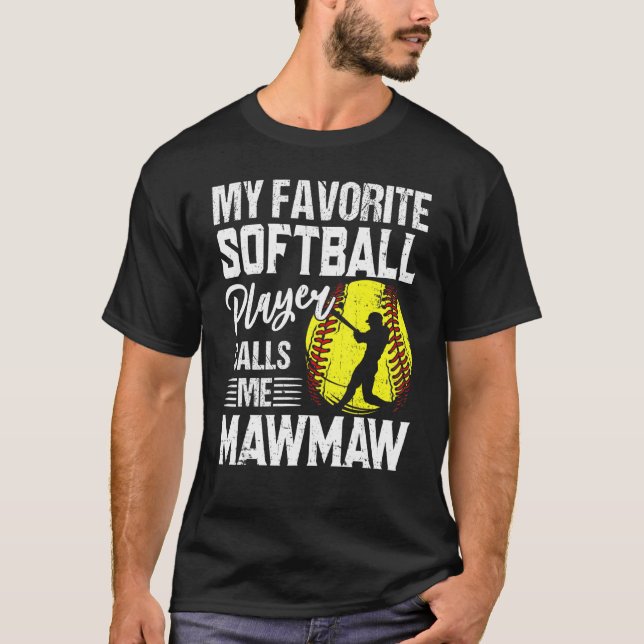 Camiseta Meu Jogador De Softball Favorito Me Chama De Mawma (Frente)