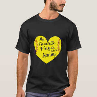 Camiseta Meu Jogador Favorito Me Chama Babá Softball Heart