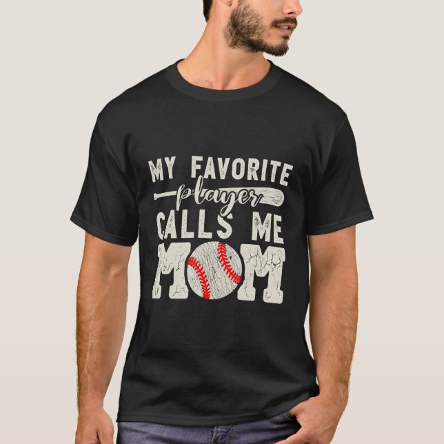 Camiseta Meu Jogador Favorito Me Chama Mãe Baseball Cheer M (Frente)