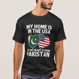 Camiseta Meu Lar EUA Meu Coração Paquistão Bandeira do Orgu