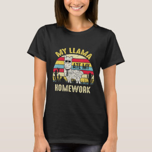 Camiseta Meu Llama Comeu Meu Dever De Casa Elem Pré K Aluno