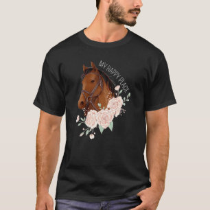 Camiseta Meu Local Feliz Equestre Cavalgada Cavalo 1