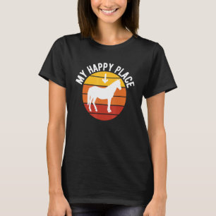Camiseta Meu Lugar Feliz Amante de Cavalos, Equestre, Caval