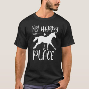 Camiseta Meu Lugar Feliz Cavalos Cavalos Cavalos Cavalos