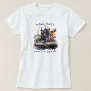 Camiseta Meu Lugar Feliz Fica Entre as Páginas de um Livro