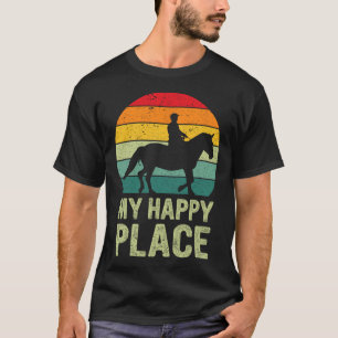 Camiseta Meu Lugar Feliz Pôr Cavalo Passando Cavalo Equador
