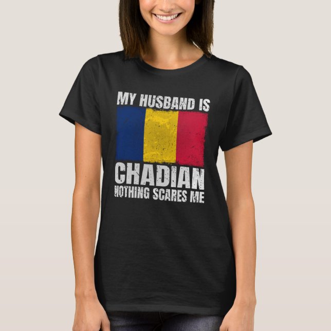 Camiseta Meu marido é o chadiano de bandeira para a mulher  (Frente)