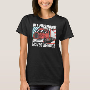 Camiseta Meu marido mexe com o motorista americano Semi Tru