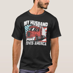 Camiseta Meu marido mexe com o motorista americano Semi Tru