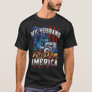 Camiseta Meu marido move o caminhoneiro americano Semi Truc