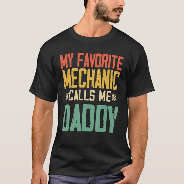 Camiseta Meu Mecânico Favorito Me Chama De Retrô De Pai Vin (Frente)