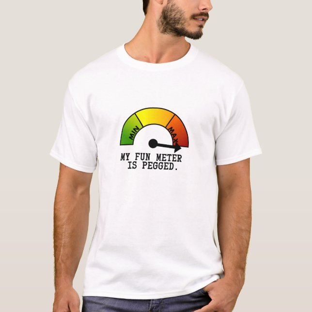Camiseta Meu medidor do divertimento é cavilhado (Frente)