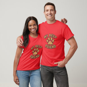 Camiseta MEU MELHOR AMIGO - Gráfico da Pata Cachorífica par