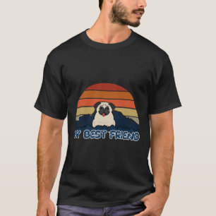 Camiseta Meu Melhor Amigo Pug - Pug Cão Montanha do Pôr do