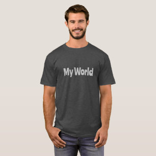 Camiseta "Meu Mundo" Texto Personalizado Carvão Heather Bás